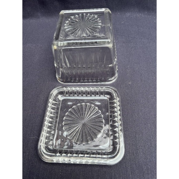 Hoosier Glass Square Refrigerator Dish Clear Square with Cover Lid Depre… - Picture 3 of 12